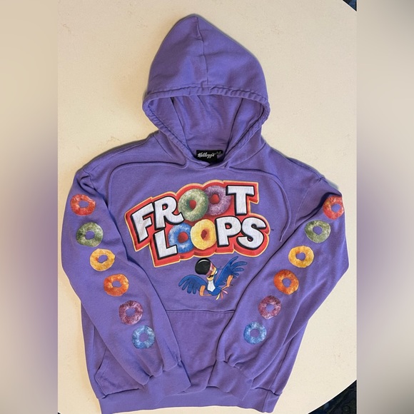 🍭Hoodie Kellogg’s Froot Loops Toucan | Purple | Unisex Small - Picture 9 of 10